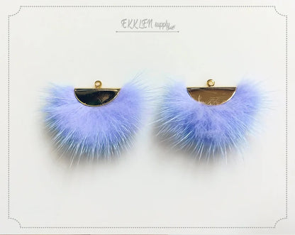 Periwinkle, 26mm Mink Fur Fan Cap Pendant, ECT0034
