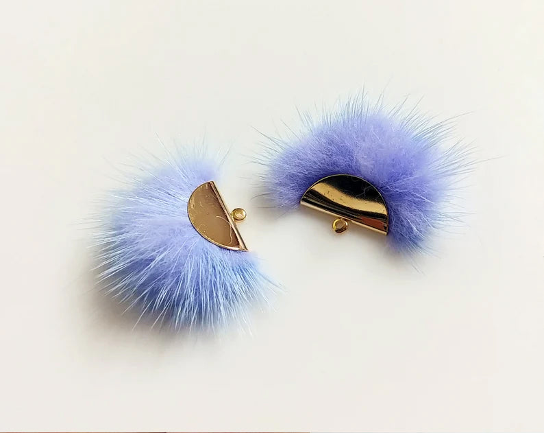 Periwinkle, 26mm Mink Fur Fan Cap Pendant, ECT0034