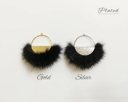 Lavender, 50mm Half Moon Mink Fur Pendant, ECT0039
