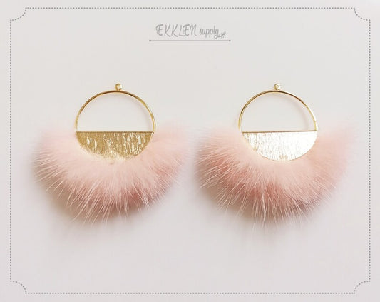 Babypink, 50mm Half Moon Mink Fur Pendant, ECT0039