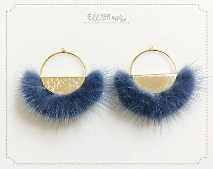 Blue, 50mm Half Moon Mink Fur Pendant, ECT0039