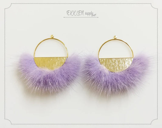 Lavender, 50mm Half Moon Mink Fur Pendant, ECT0039