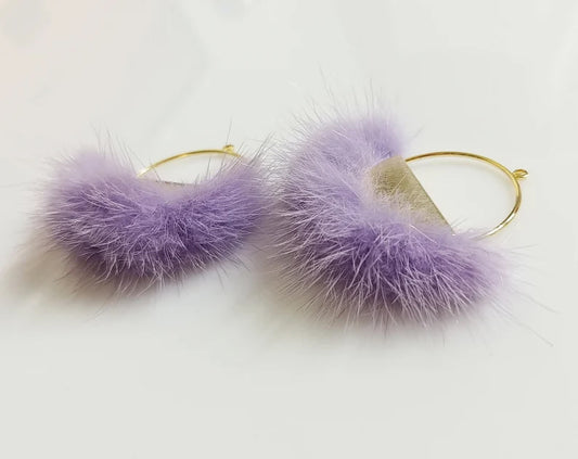 Lavender, 50mm Half Moon Mink Fur Pendant, ECT0039
