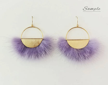 Lavender, 50mm Half Moon Mink Fur Pendant, ECT0039