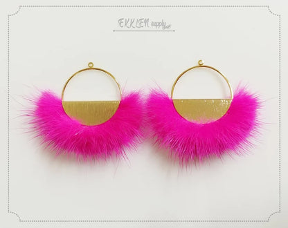 Ruby, 50mm Half Moon Mink Fur Pendant, ECT0039