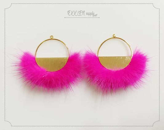 Ruby, 50mm Half Moon Mink Fur Pendant, ECT0039
