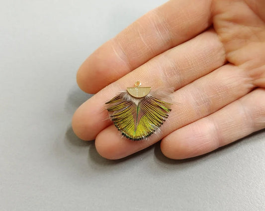 30mm Peacock Feather with fan cap, ECT0045
