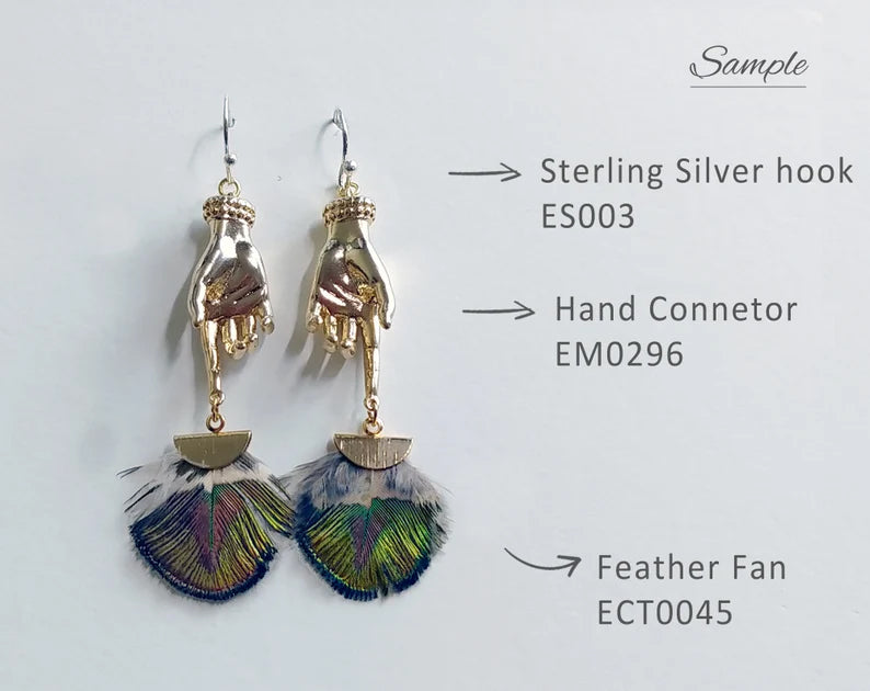 30mm Peacock Feather with fan cap, ECT0045