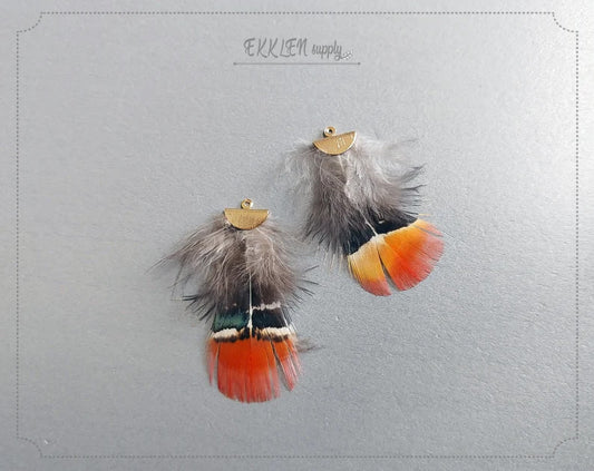 Red, 45mm Turkey Feather with fan cap, ECT0048