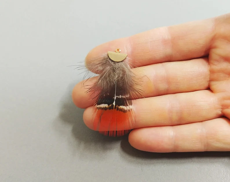 Red, 45mm Turkey Feather with fan cap, ECT0048