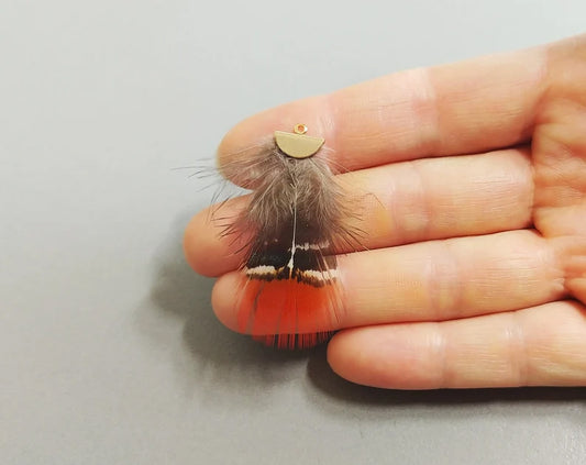 Red, 45mm Turkey Feather with fan cap, ECT0048