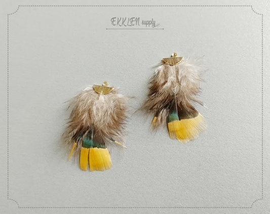 Yellow, 45mm Turkey Feather with fan cap, ECT0048