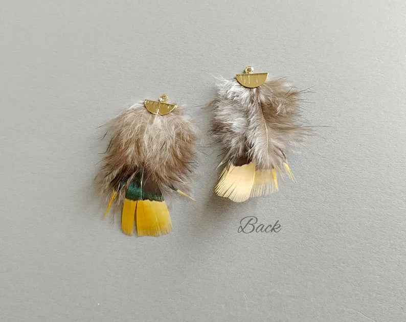 Yellow, 45mm Turkey Feather with fan cap, ECT0048