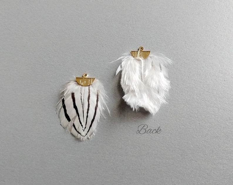 Striped, 35mm Pheasant Feather Drop with fan cap, ECT0049
