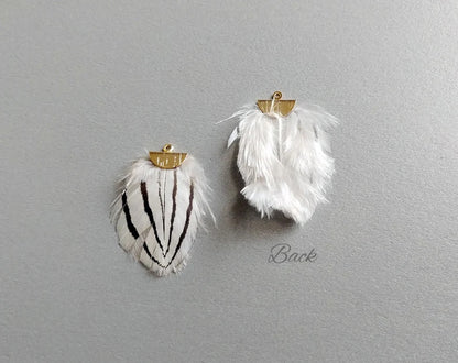 Striped, 35mm Pheasant Feather Drop with fan cap, ECT0049