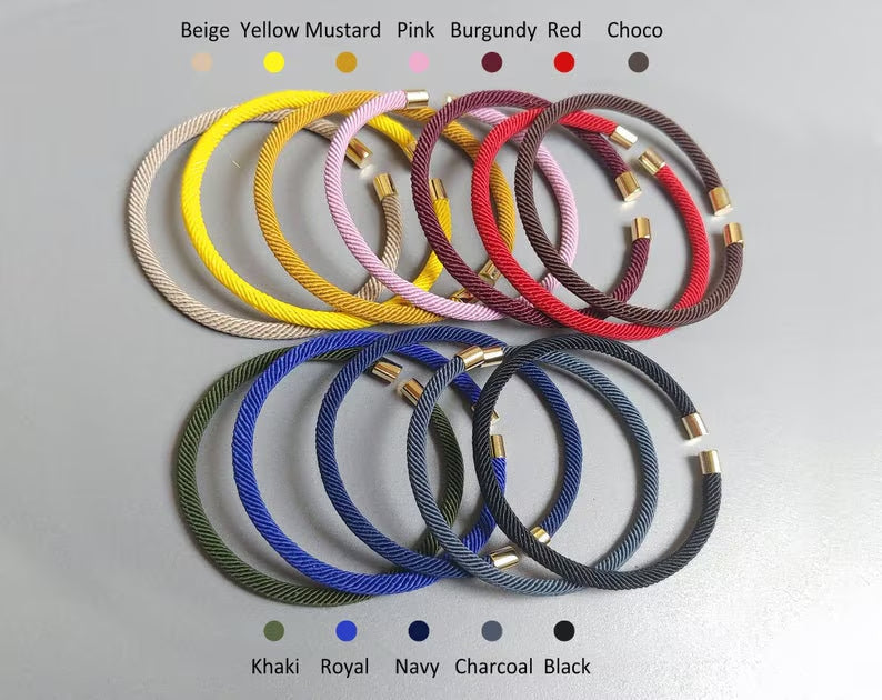 1 pc - Ivory & Coral, 60mm Adjustable Bangle Rope Bracelet, ECT0064