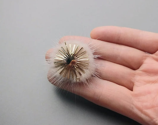 (connector) White Beige, 30mm Natural Genuine Mink PomPom Ball, ECT0086