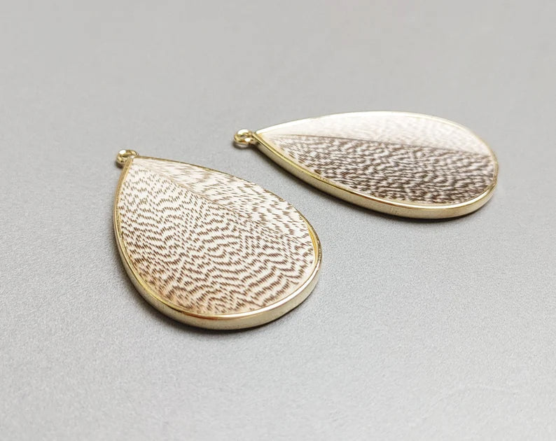 Brown, 40mm Pheasant Natural Feather Teardrop, ECT0114