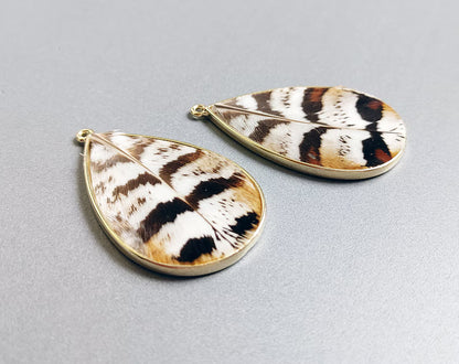 Striped, 40mm Reeves Venery Natural Feather Teardrop, ECT0114