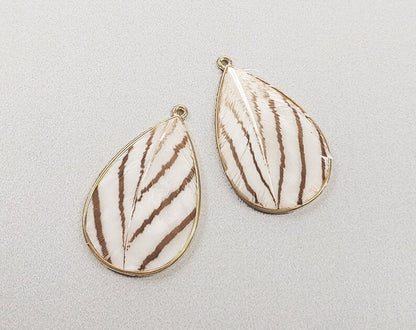 Striped, 40mm Pheasant Natural Feather Teardrop, ECT0114