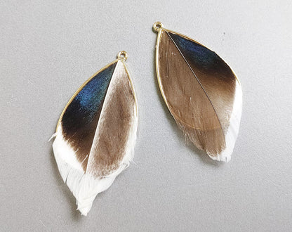 Blue, 40mm Pheasant Natural Feather Teardrop, ECT0114
