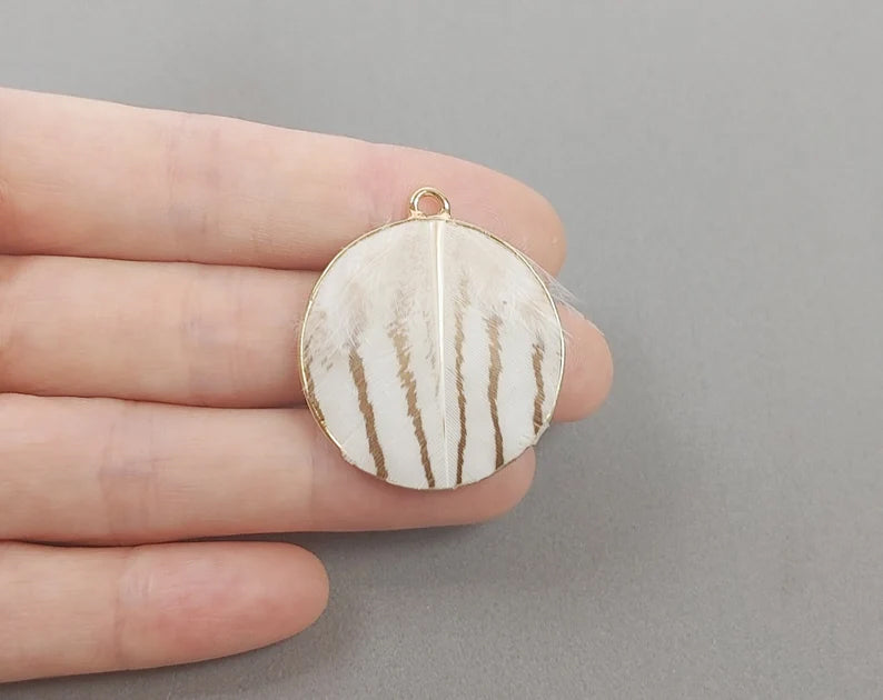 Striped, 30mm Pheasant Natural Feather Drop, ECT0115