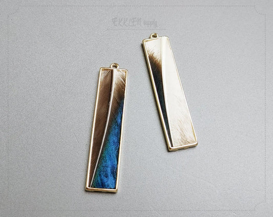 Blue, 50mm Pheasant Natural Feather Rectangle Drop, ECT0117
