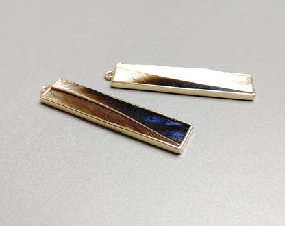 Blue, 50mm Pheasant Natural Feather Rectangle Drop, ECT0117