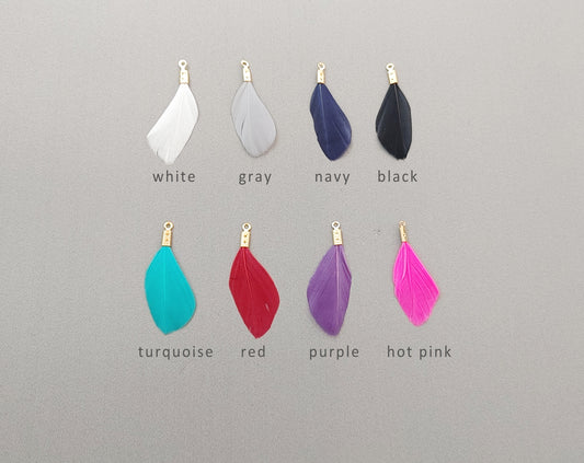8 colors, 30mm Natural Dyed Feather Dangle, ECT0153