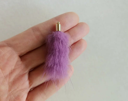 Lavender, 45mm Mink Fur Tassel Pendant, ECT0163