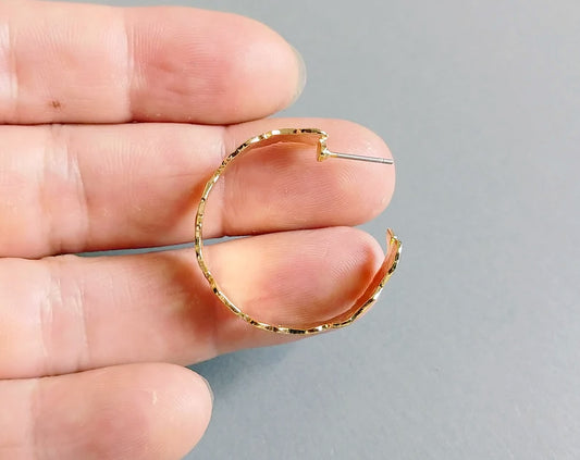 Gold plated, 30x8mm Geometric hemmed Hoop, EM0362