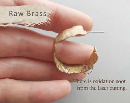 Raw brass, 30x8mm Geometric hemmed Hoop, EM0362