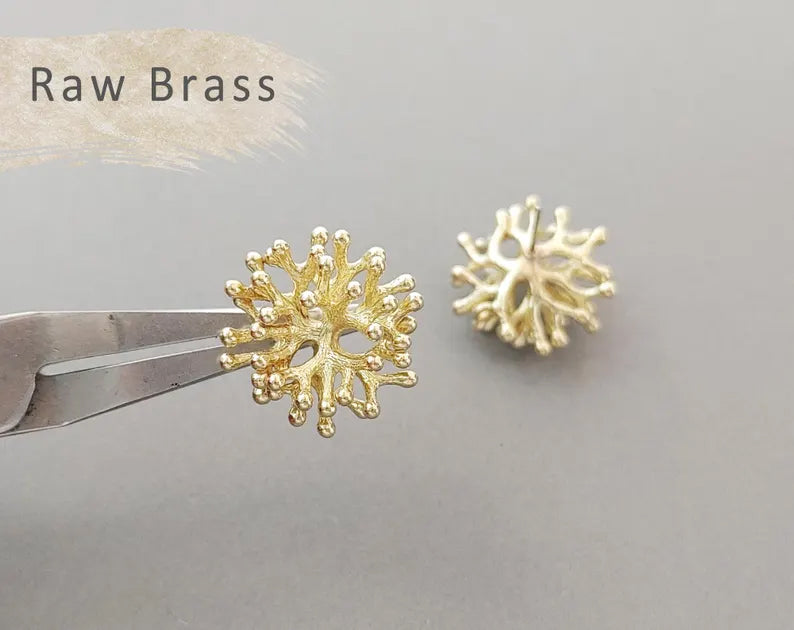 Raw brass, 20mm Coral Post, EM0423