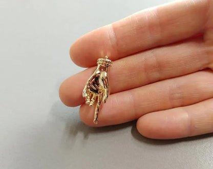 Raw brass, 26x11.5mm Hand pendant, EM0296