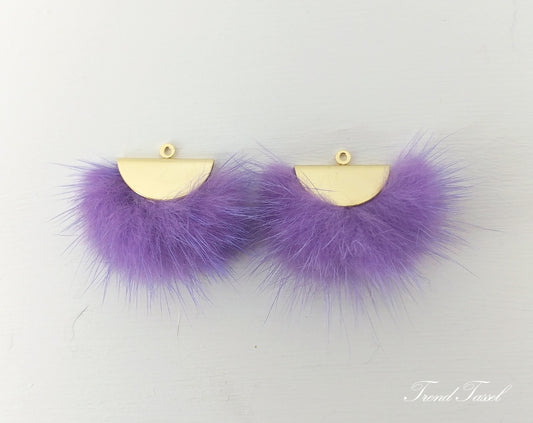 Lavender, 26mm Mink Fur Fan Cap Pendant, ECT0034