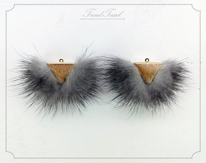Gray, 50mm Chubby Mink Fur Triangle PomPom, ECT0166
