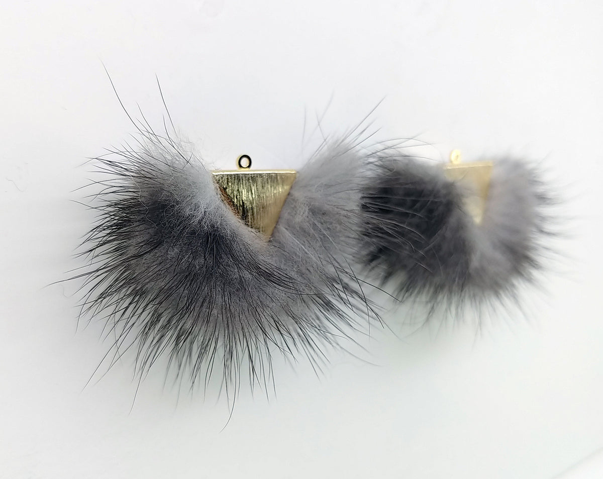 Gray, 50mm Chubby Mink Fur Triangle PomPom, ECT0166