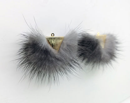 Gray, 50mm Chubby Mink Fur Triangle PomPom, ECT0166