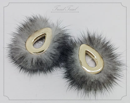 Gray, 52mm Teardrop Mink Fur Pendant, ECT0165