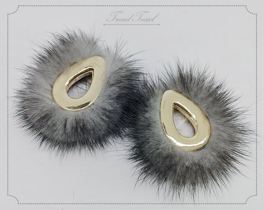 Gray, 52mm Teardrop Mink Fur Pendant, ECT0165