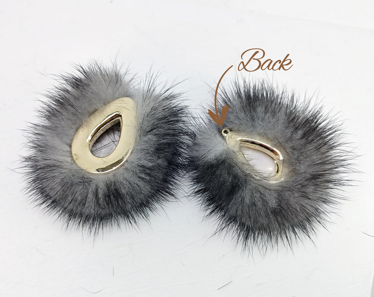Gray, 52mm Teardrop Mink Fur Pendant, ECT0165