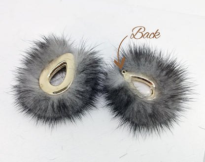 Gray, 52mm Teardrop Mink Fur Pendant, ECT0165