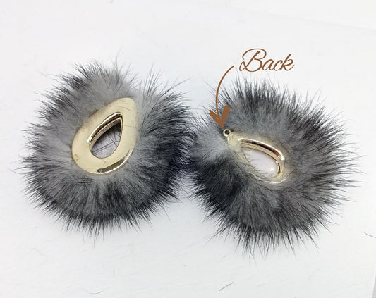 Gray, 52mm Teardrop Mink Fur Pendant, ECT0165