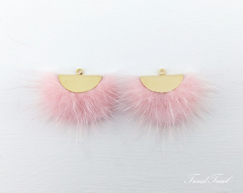 Baby Pink, 26mm Mink Fur Fan Cap Pendant, ECT0034