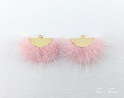 Baby Pink, 26mm Mink Fur Fan Cap Pendant, ECT0034
