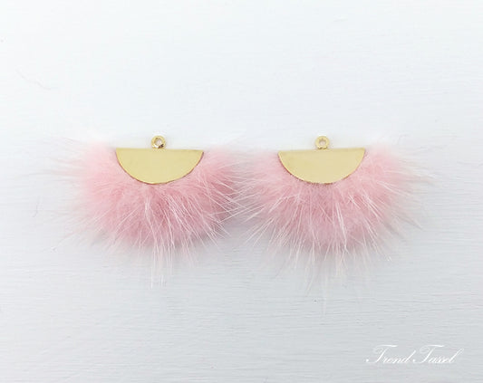 Baby Pink, 26mm Mink Fur Fan Cap Pendant, ECT0034