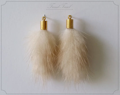 Beige, 45mm Mink Fur Tassel Pendant, ECT0163