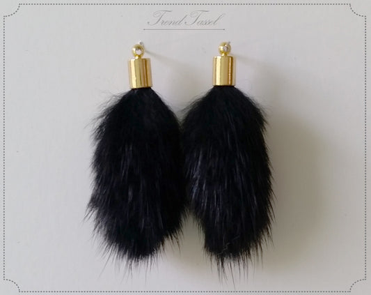 Black, 45mm Mink Fur Tassel Pendant, ECT0163