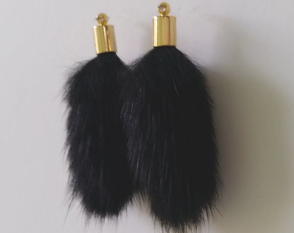 Black, 45mm Mink Fur Tassel Pendant, ECT0163