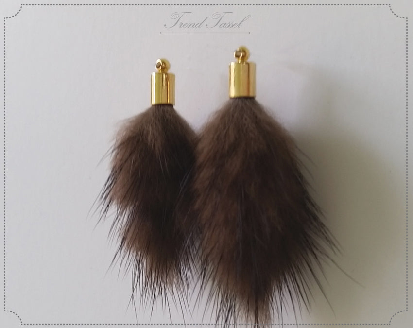 Brown, 45mm Mink Fur Tassel Pendant, ECT0163